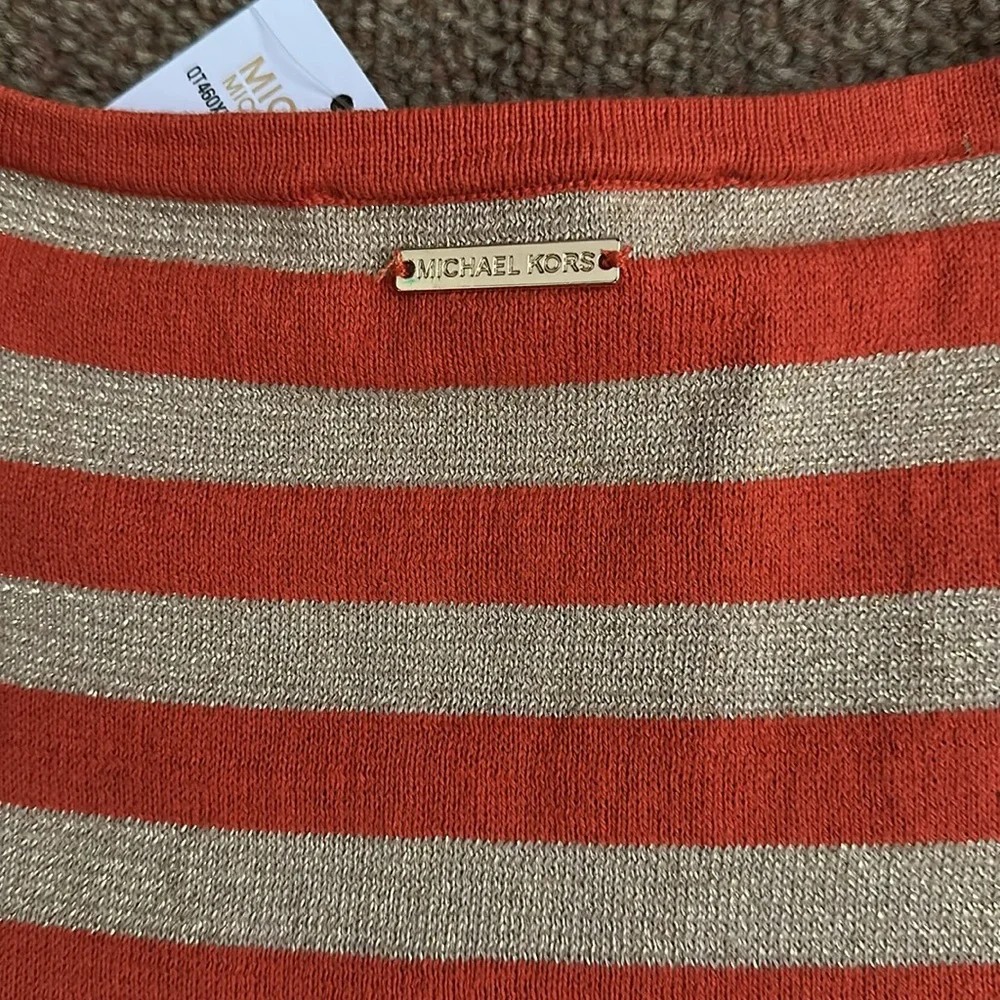 Michael Kors Orange and Gold Striped Tank Top
